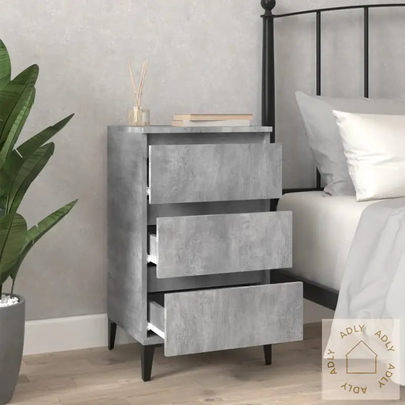 Nattbord Betonggrå 40X35X70 Cm Konstruert Tre