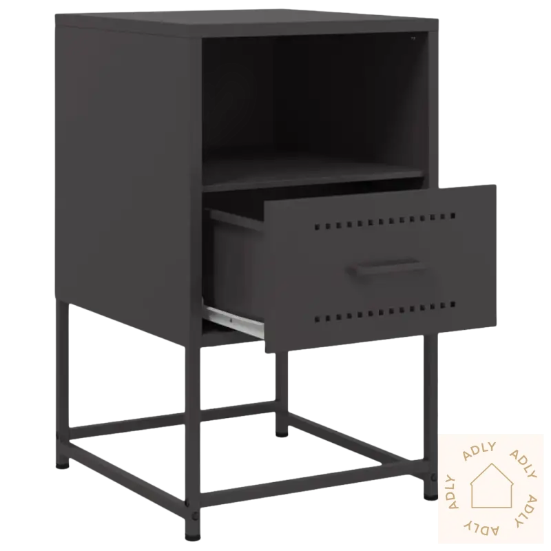Gray metall nattbord i industriell stil, robust og passer perfekt til soverommet