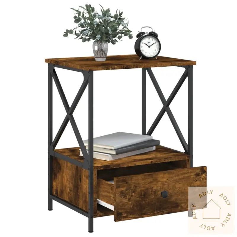 Nattbord 2 Stk Røkt Eik 50X41X65 Cm Konstruert Tre