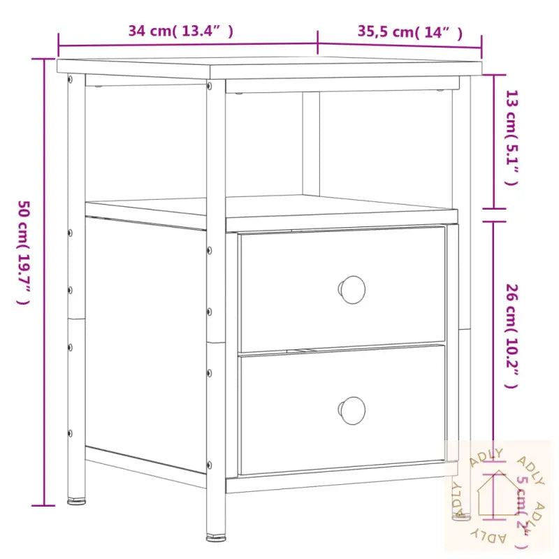 Nattbord 2 Stk Svart 34X35,5X50 Cm Konstruert Tre