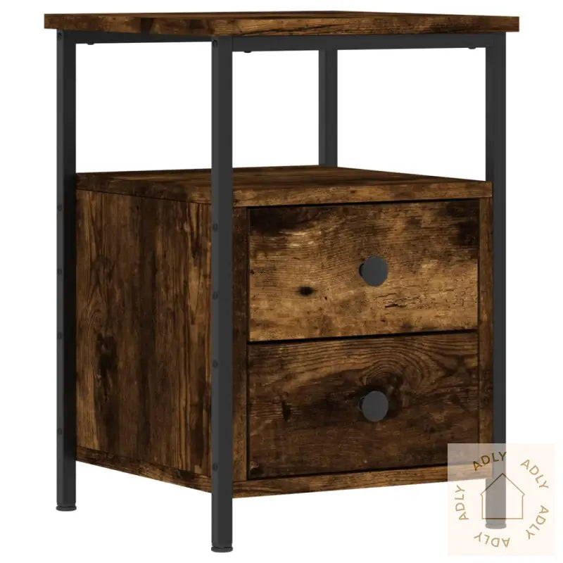 Nattbord 2 Stk Røkt Eik 34X35,5X50 Cm Konstruert Tre