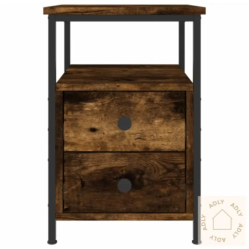 Nattbord 2 Stk Røkt Eik 34X35,5X50 Cm Konstruert Tre