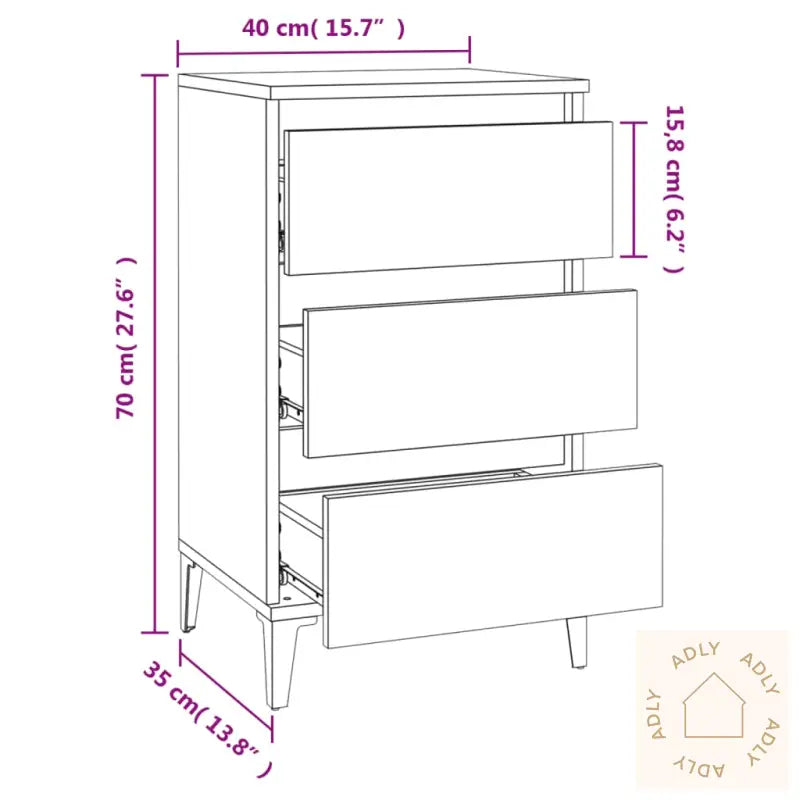 Nattbord Svart 40X35X70 Cm Konstruert Tre