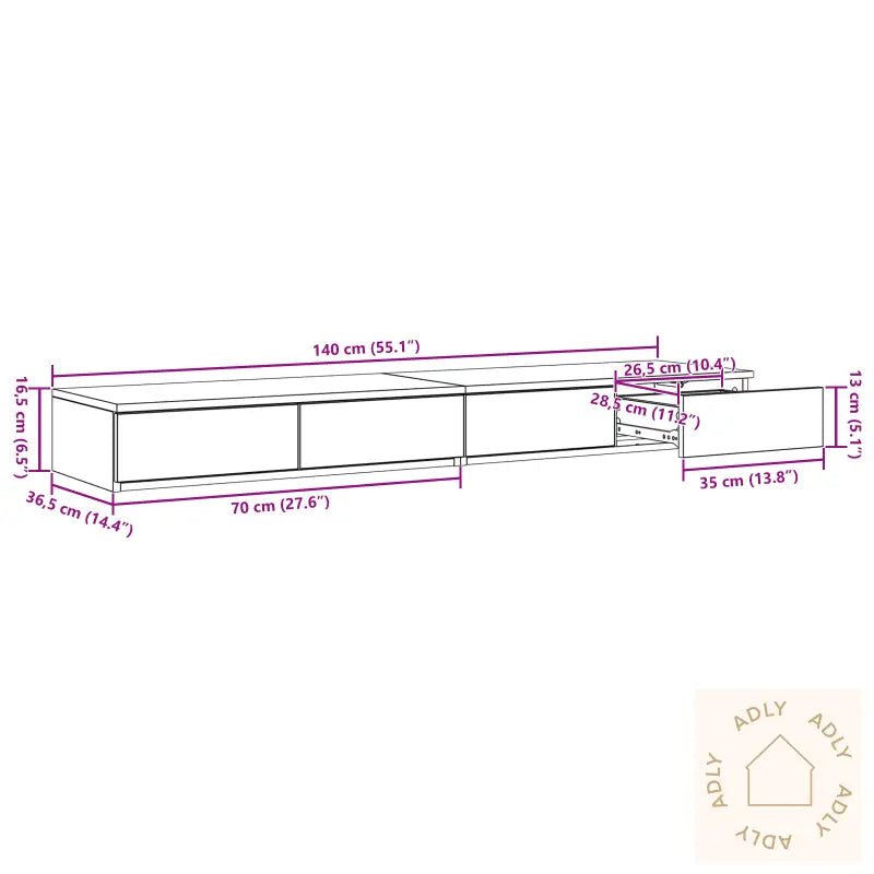 Bedskuffer Hvit 140X36,5X16,5 Cm Konstruert Tre