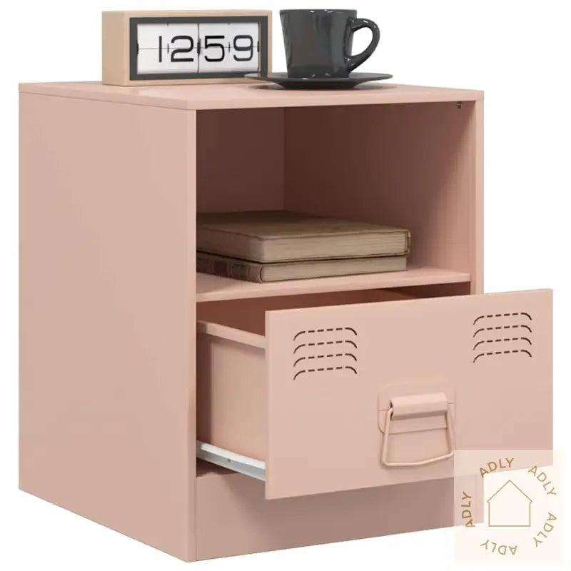 Nattbord 2 Stk Rosa 34,5X39X44 Cm Stål