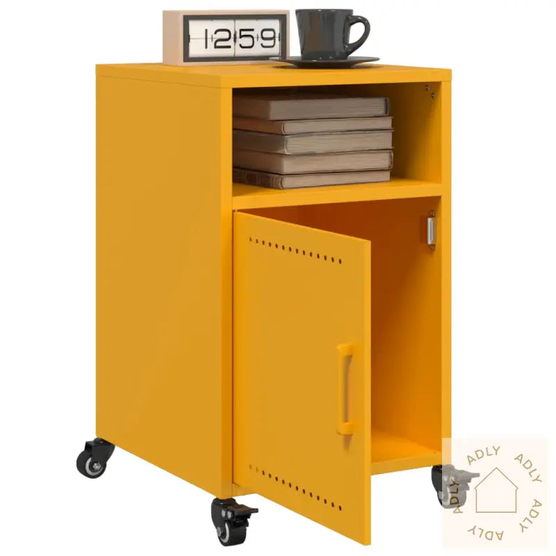 Nattbord 2 Stk Sennepsgul 36X39X59 Cm Stål