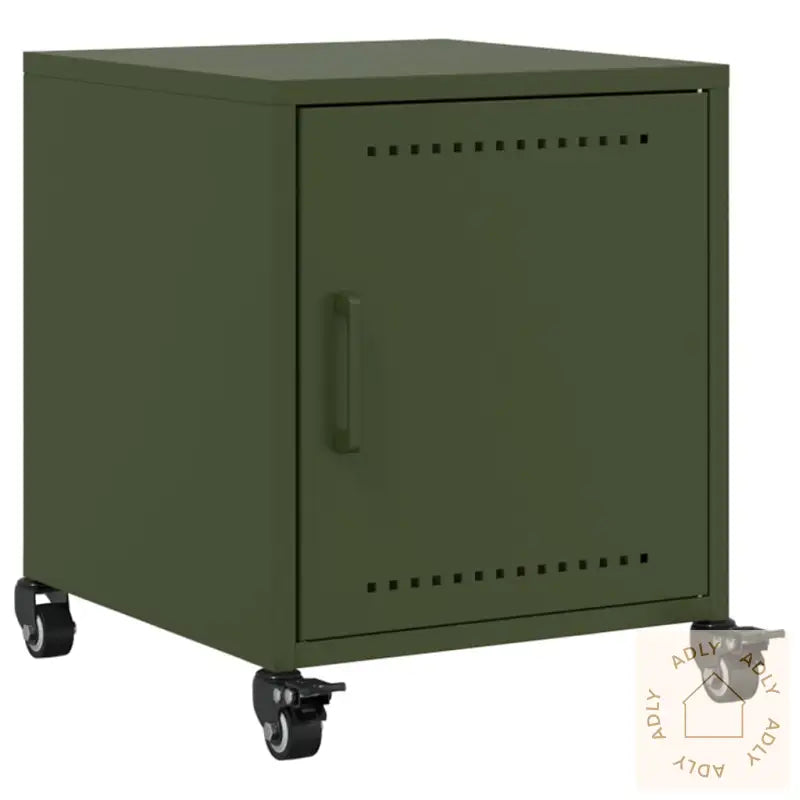 Nattbord 2 Stk Olivengrønn 36X39X43,5 Cm Stål