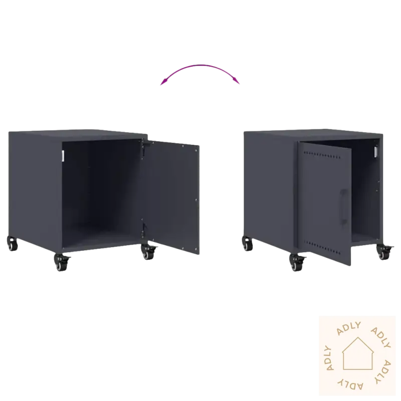Rolling gray cabinet med kaldvalset stål, perfekt for møbler til hjemmet