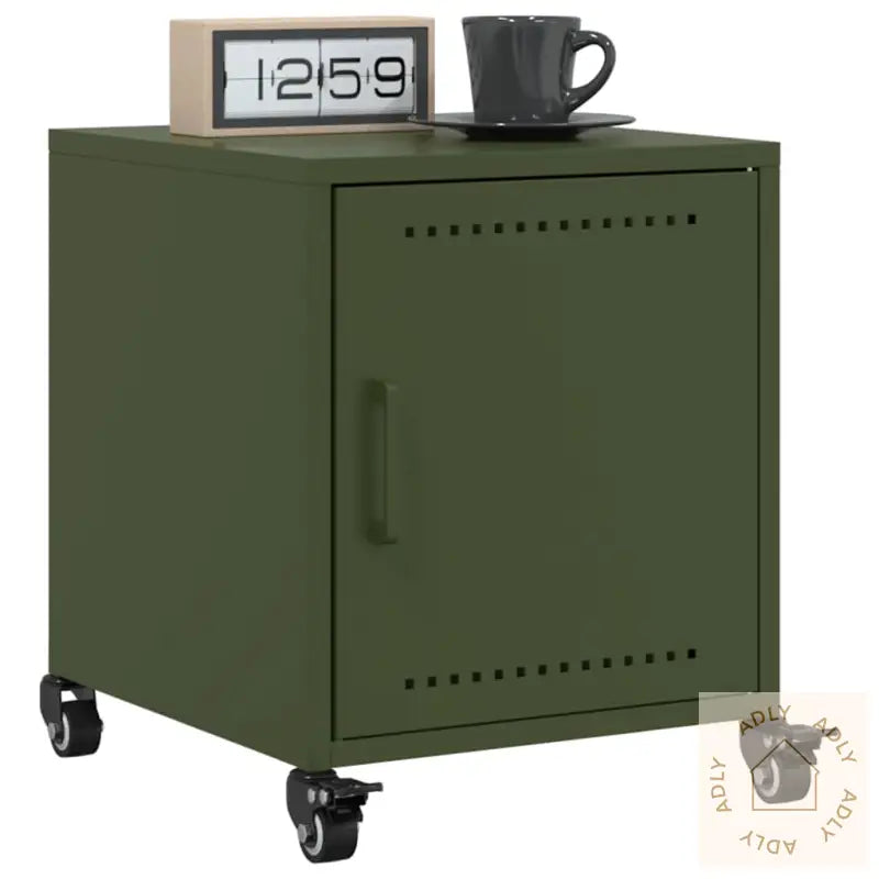 Nattbord 2 Stk Olivengrønn 36X39X43,5 Cm Stål