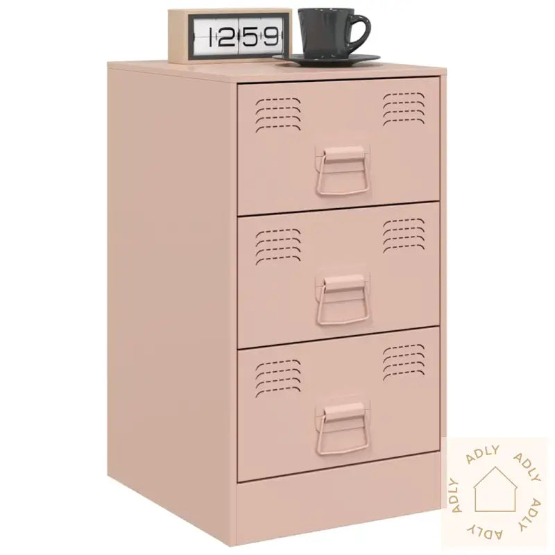 Nattbord 2 Stk Rosa 34,5X39X62 Cm Stål