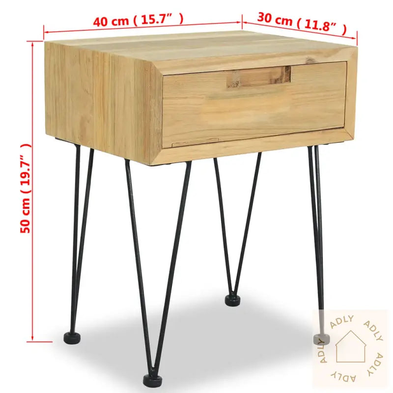 Nattbord 40X30X50 Cm Massiv Teak