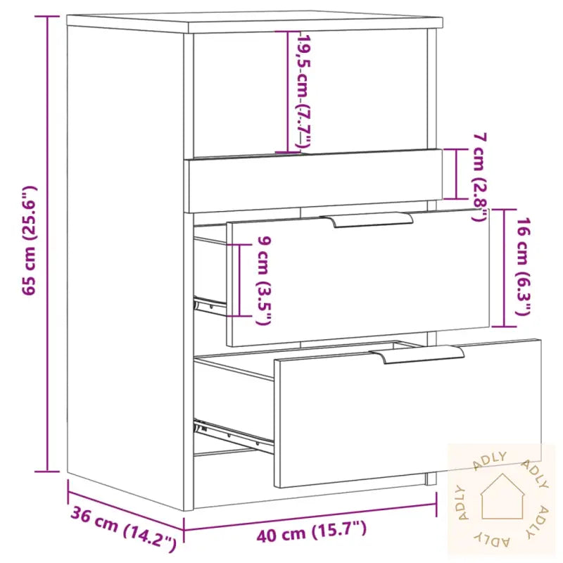 Nattbord 2 Stk Artisan Eik 40X36X65 Cm Konstruert Tre