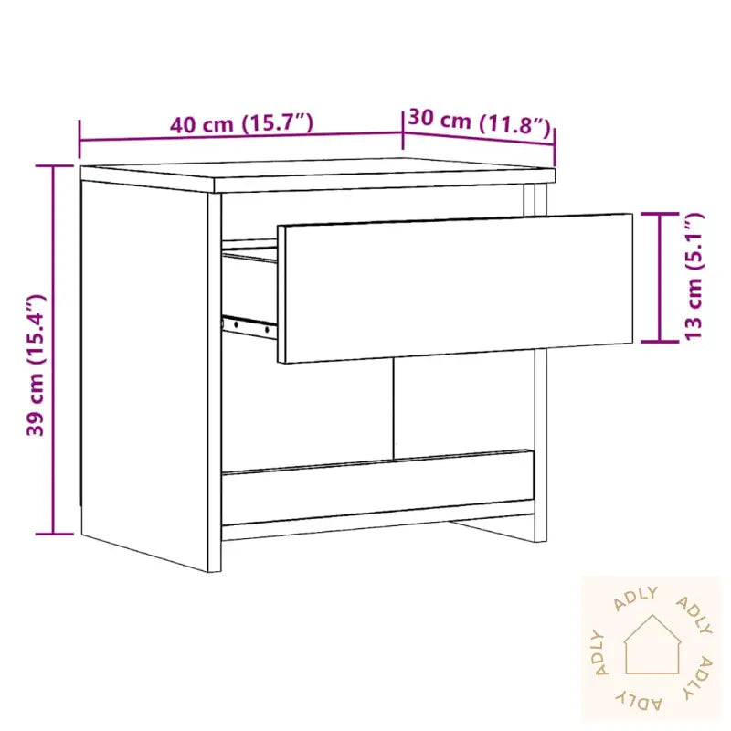 Nattbord Artisan Eik 40X30X39 Cm Konstruert Tre