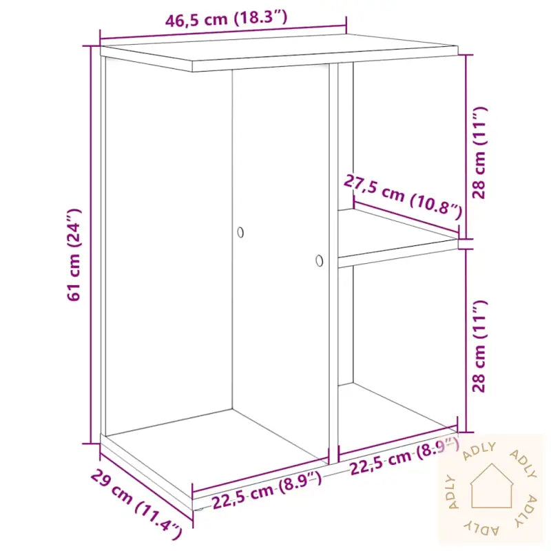 Nattbord Sonoma Eik 46,5X29X61 Cm Konstruert Tre
