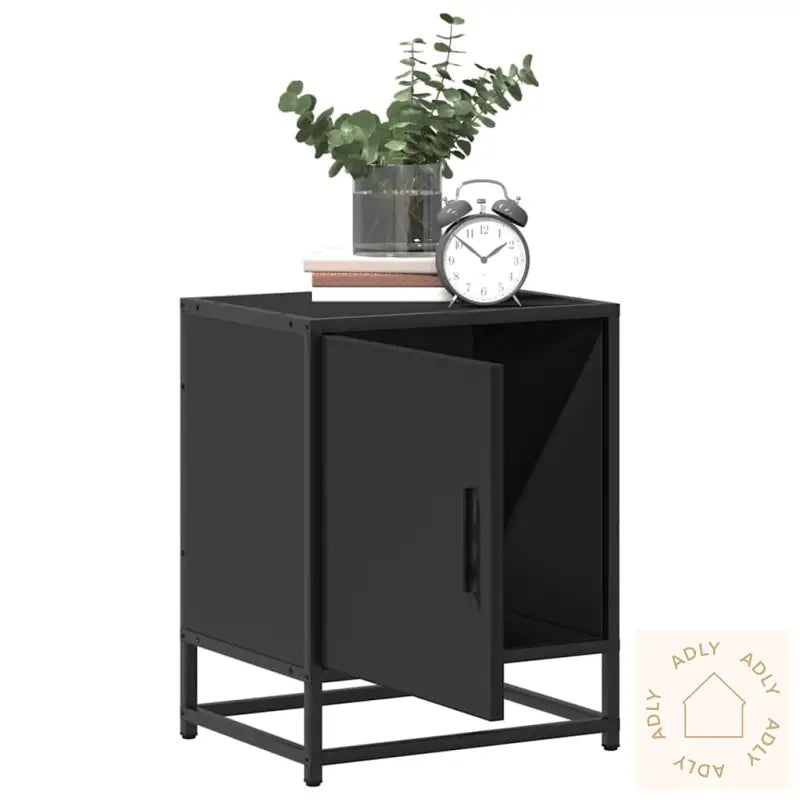 Nattbord Svart 40X31X50 Cm Heltre Furu Og Metall