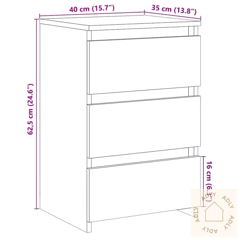 Nattbord Gammelt Tre 40X35X62,5 Cm Konstruert Tre