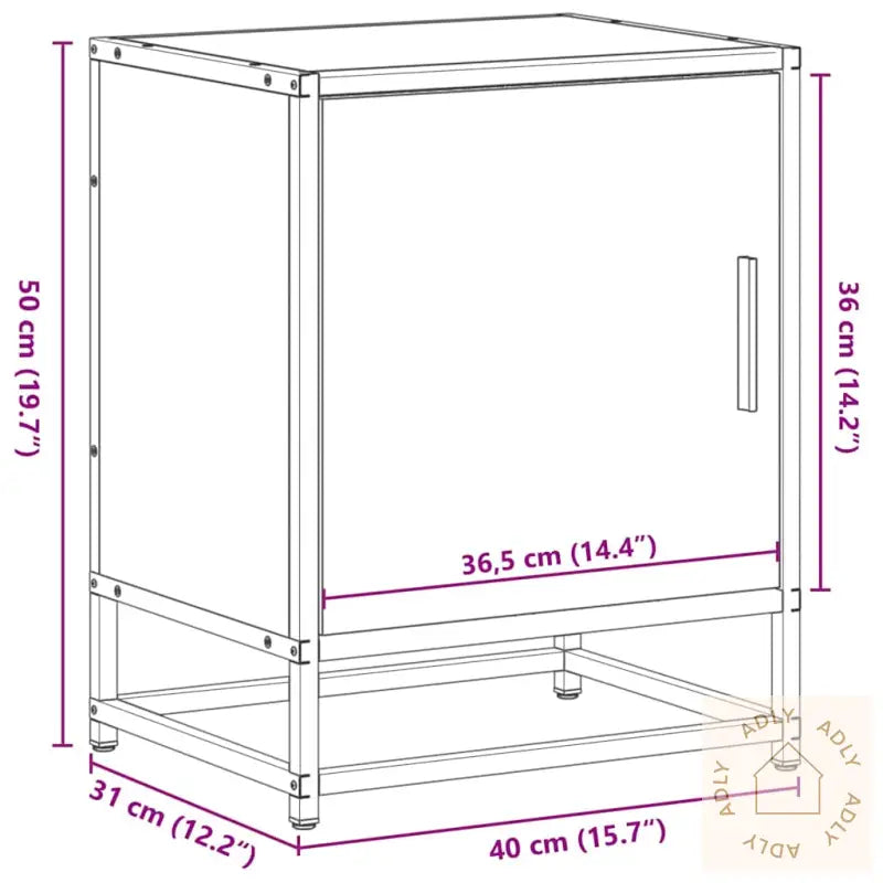 Nattbord Svart 40X31X50 Cm Heltre Furu Og Metall