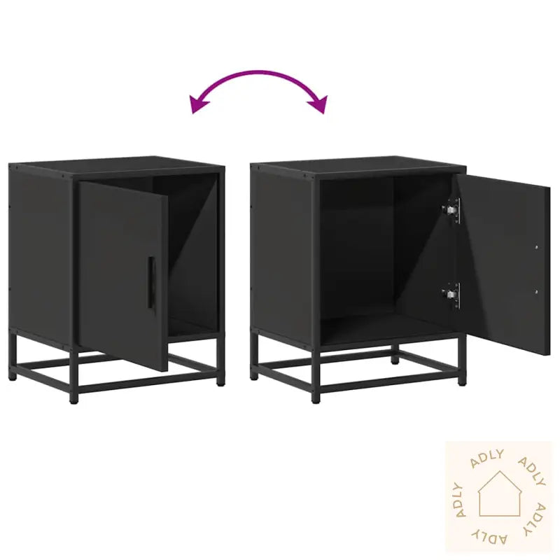 Nattbord Svart 40X31X50 Cm Heltre Furu Og Metall