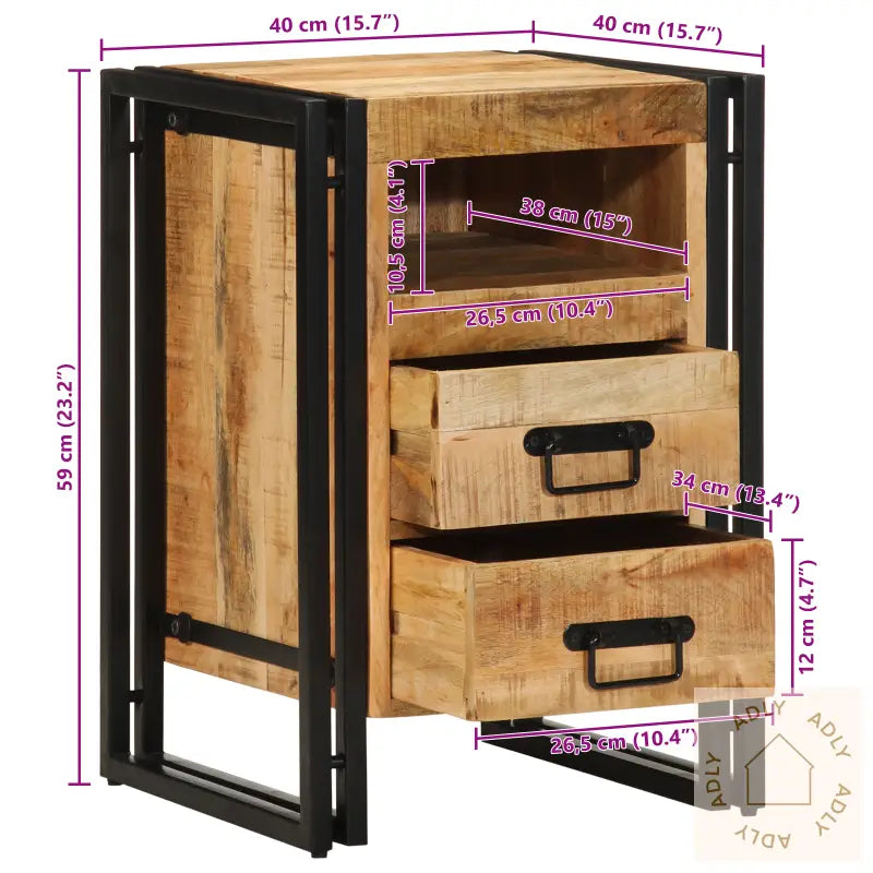 Nattbord 40X40X59 Cm Solid Ruft Lyst Mangotre