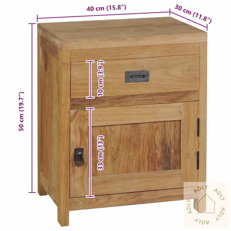 Nattbord Massiv Teak 40X30X50 Cm