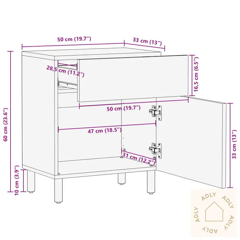 Nattbord 50X33X60 Cm Solid Tre Akasie