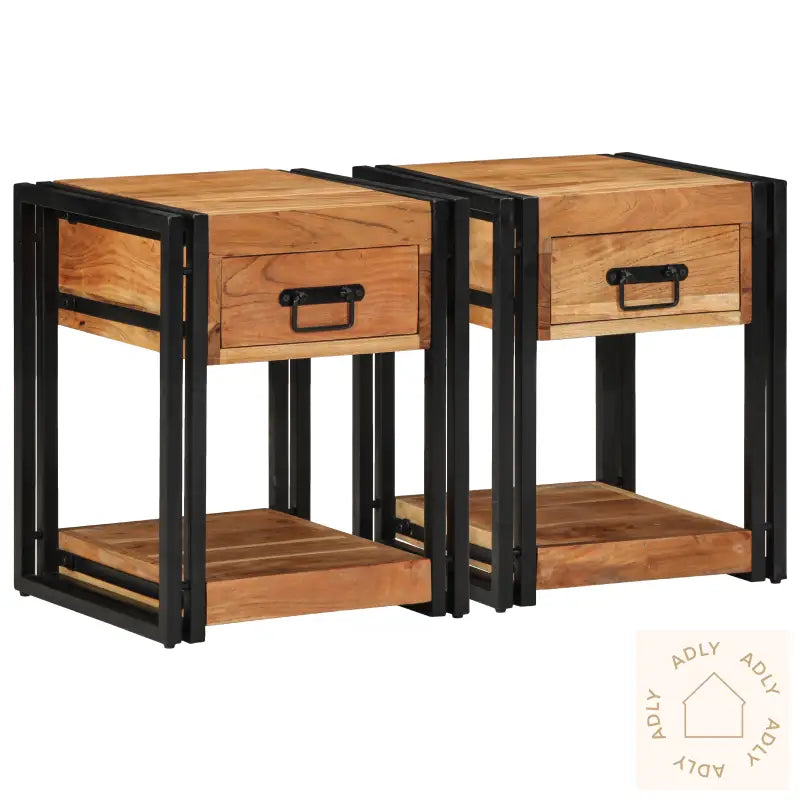Nattbord 2-Pakning 40X40X50 Cm Massivt Akasietre