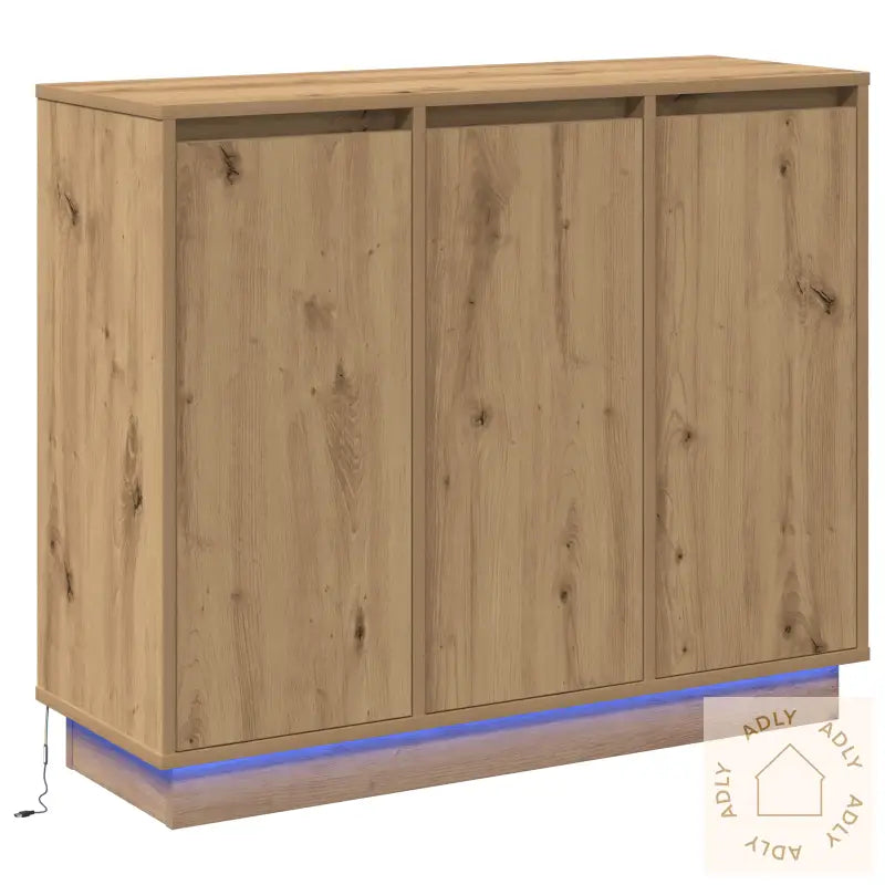 Sideboard Med Led I Artisan Eik 90X32X75 Cm Ingeniørtre