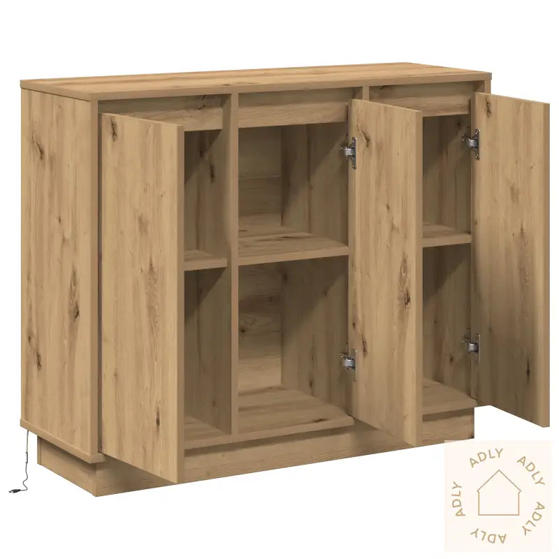 Sideboard Med Led I Artisan Eik 90X32X75 Cm Ingeniørtre