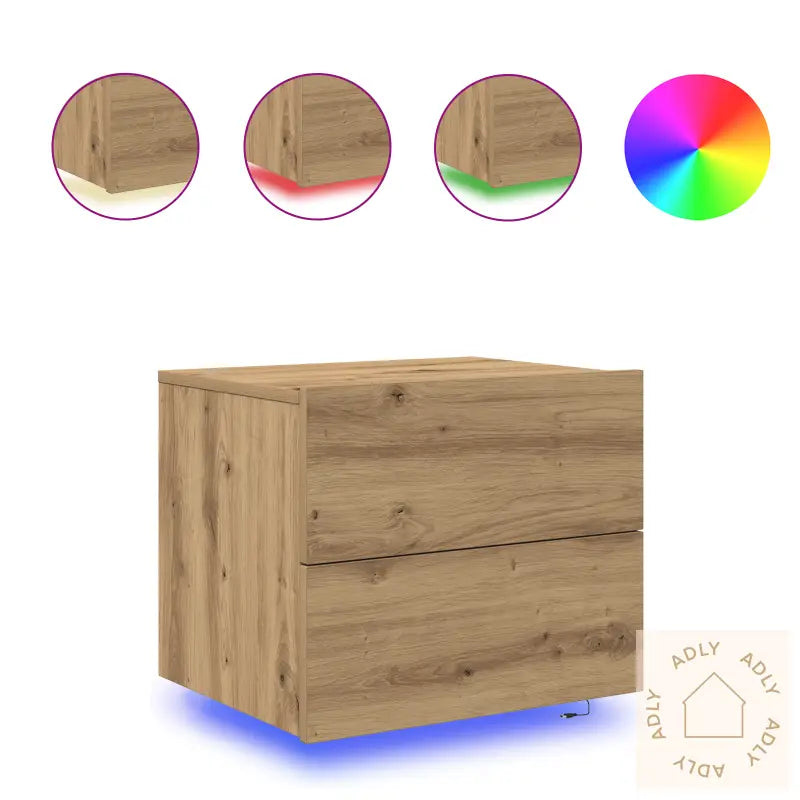 Nattbord Med Led Veggmontert I Artisanal Eik 50X39X41 Cm