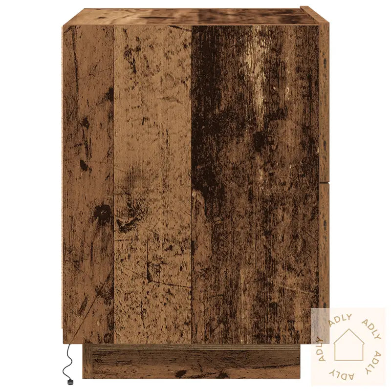 Nattbord Med Led-Lamper 2 Stk Gamle Tre 45X40X55 Cm