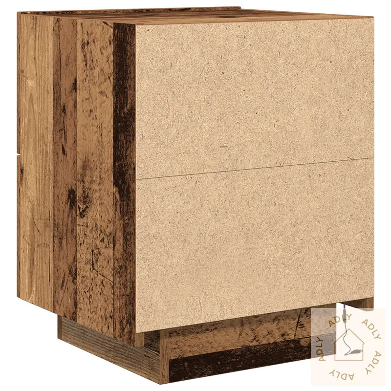 Nattbord Med Led-Lamper 2 Stk Gamle Tre 45X40X55 Cm
