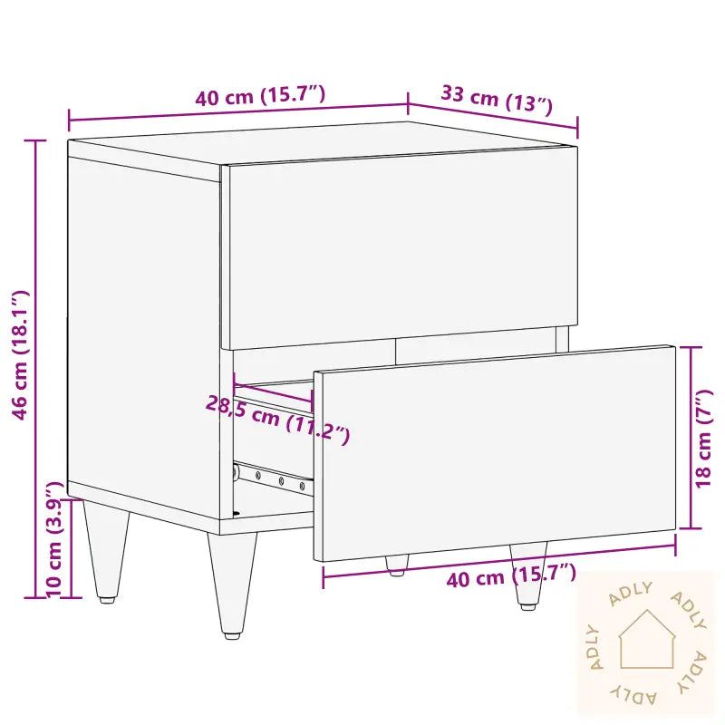 Nattbord 40X33X46 Cm Massivt Tre Mangotre