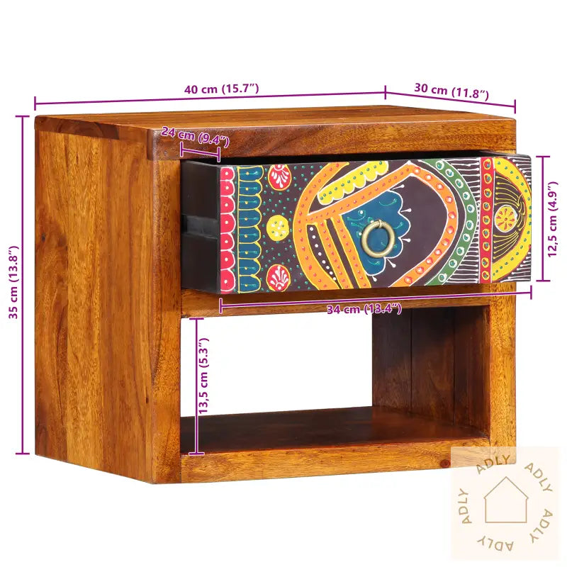 Nattbord 40X35X35 Cm Massiv Akasietre