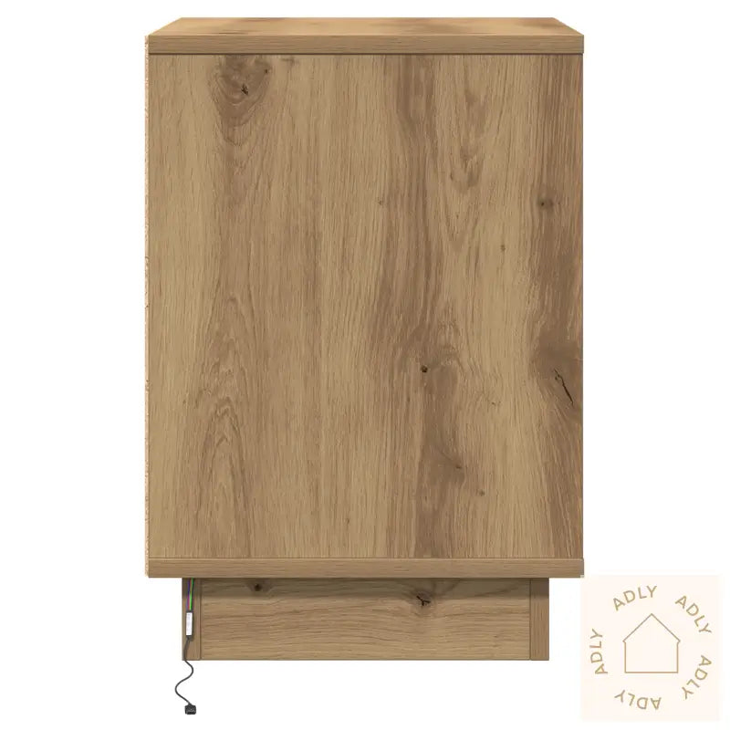 Nattbord Med Led Lys Kunstnerisk Eik 39X34,5X50 Cm