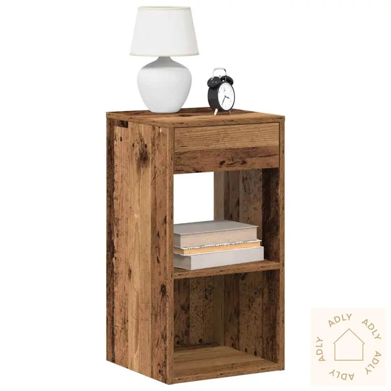 Nattbord Med Skuff 2 Stk Gammelt Tre 35X34X66,5 Cm