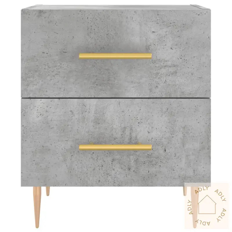 Nattbord 2 Stk Betonggrå 40X35X47,5 Cm Konstruert Tre
