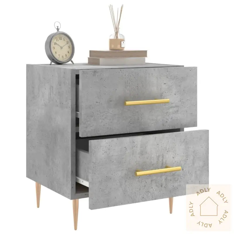 Nattbord 2 Stk Betonggrå 40X35X47,5 Cm Konstruert Tre