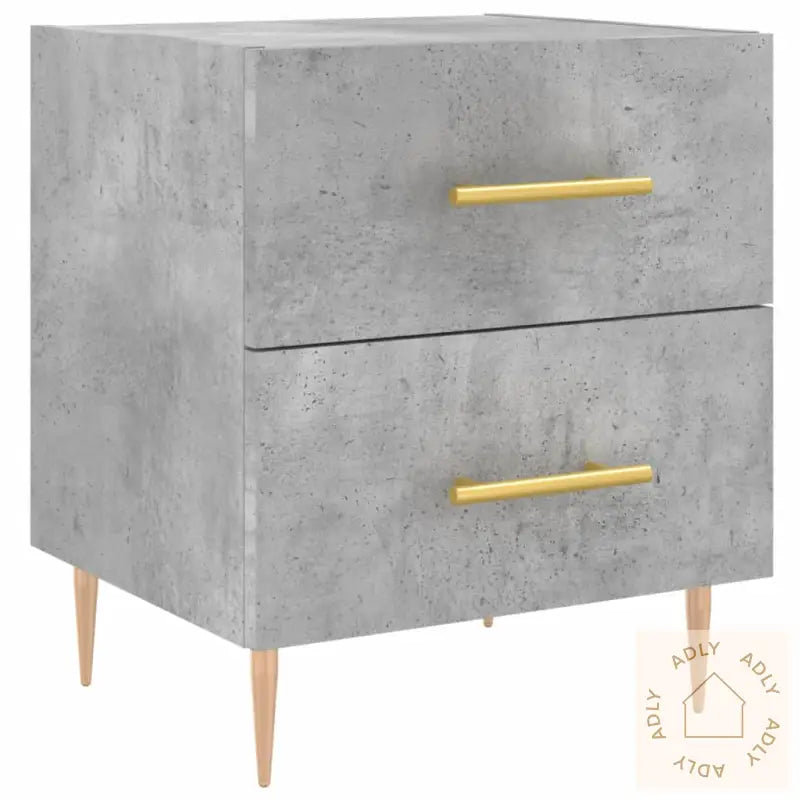 Nattbord 2 Stk Betonggrå 40X35X47,5 Cm Konstruert Tre