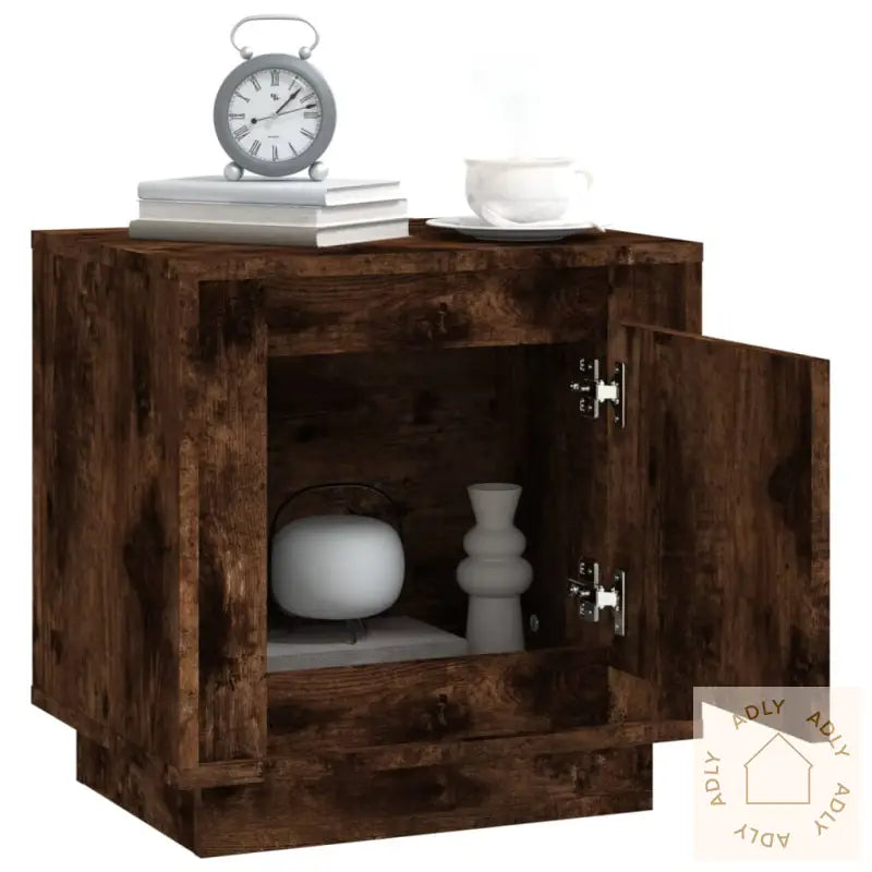 Nattbord 2 Stk Røkt Eik 44X35X45 Cm Konstruert Tre