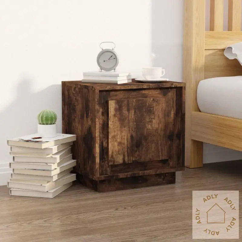 Nattbord 2 Stk Røkt Eik 44X35X45 Cm Konstruert Tre