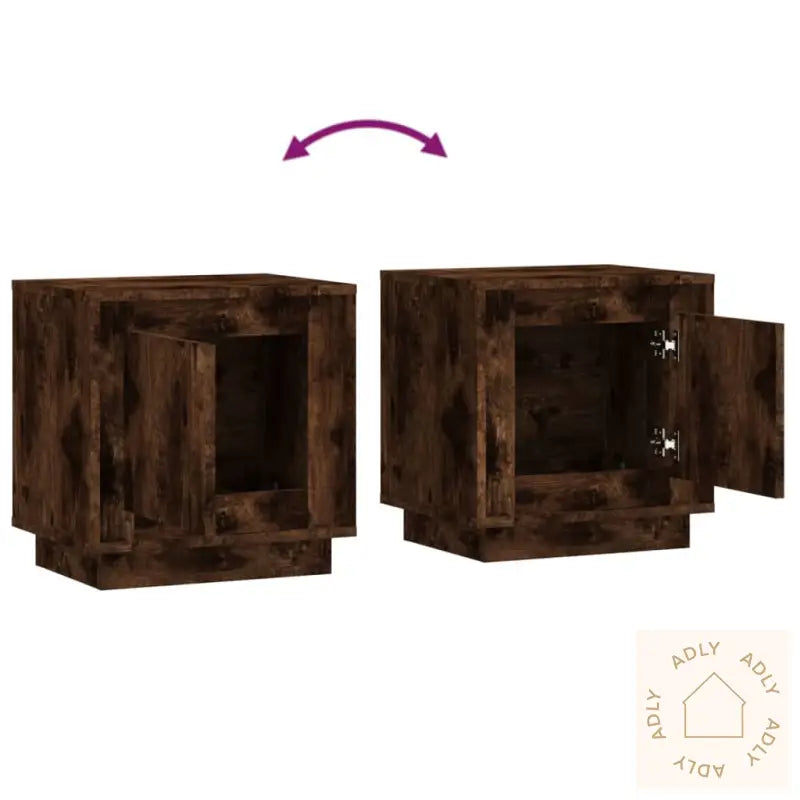 Nattbord 2 Stk Røkt Eik 44X35X45 Cm Konstruert Tre
