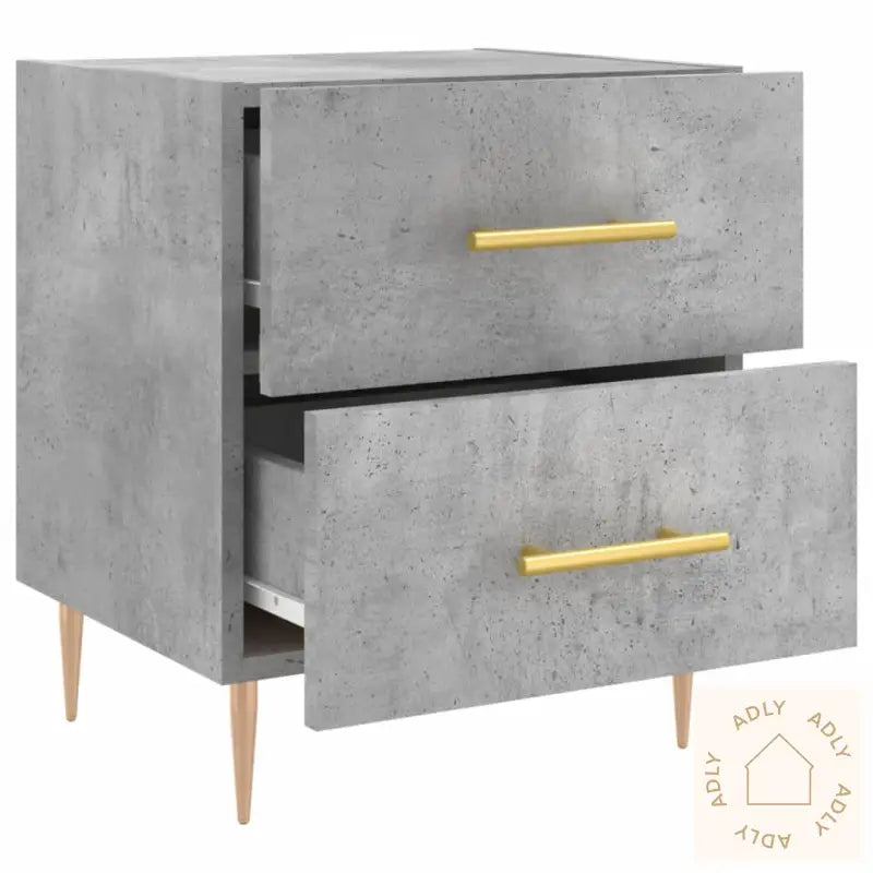 Nattbord 2 Stk Betonggrå 40X35X47,5 Cm Konstruert Tre