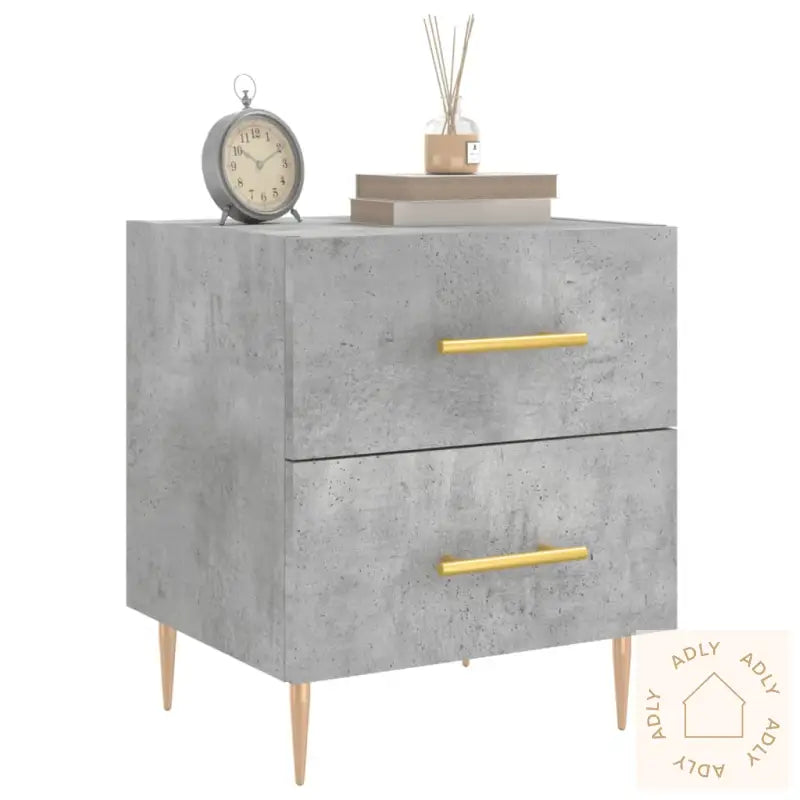 Nattbord 2 Stk Betonggrå 40X35X47,5 Cm Konstruert Tre