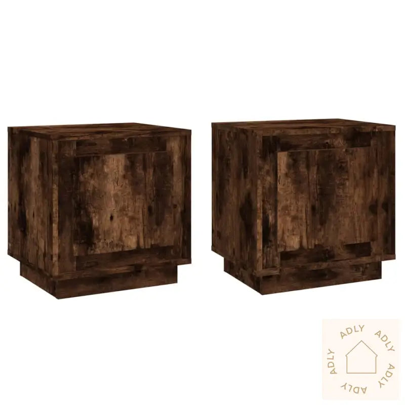Nattbord 2 Stk Røkt Eik 44X35X45 Cm Konstruert Tre