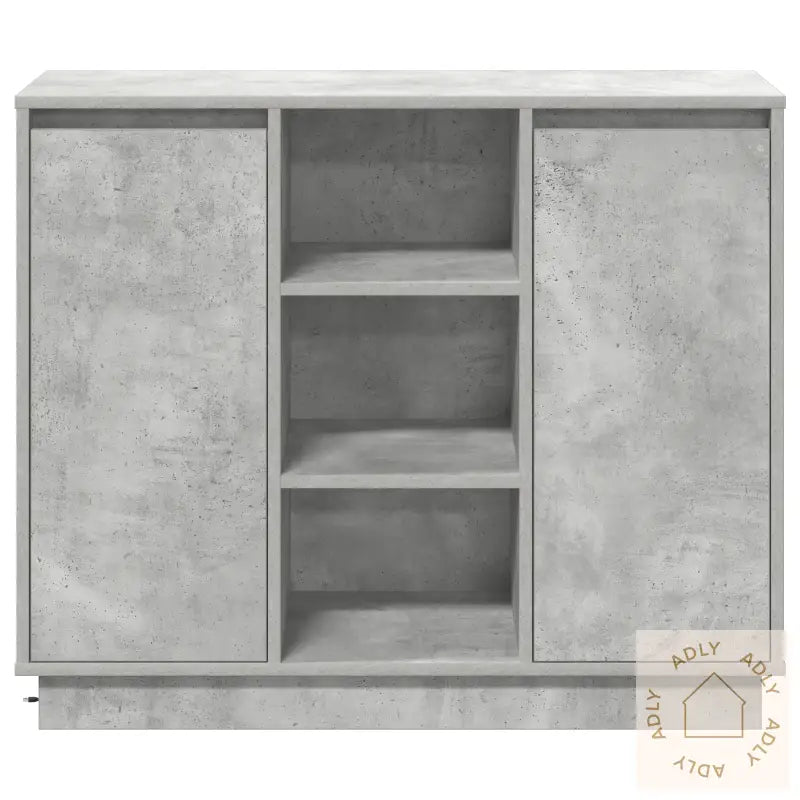 Sideboard Med Led Betonggrå 90X32X75 Cm Konstruert Tre