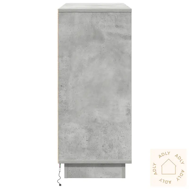 Sideboard Med Led Betonggrå 90X32X75 Cm Konstruert Tre