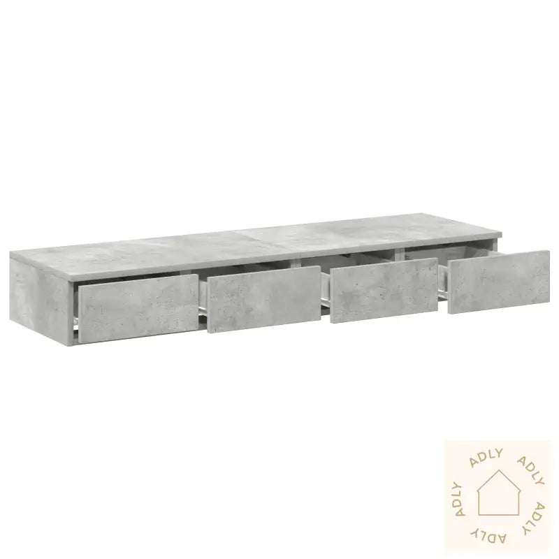 Nattbord Med Skuffer Betonggrå 120X36,5X16,5 Cm Ingeniørtre