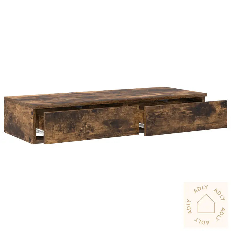 Nattbord Med Skuffer Røkt Eik 80 X 36,5 X 16,5 Cm Konstruert Tre