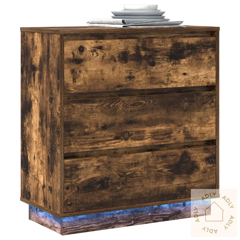 Nattbord Med Led Røkt Eik 71X34.5X75 Cm Ingeniørtre