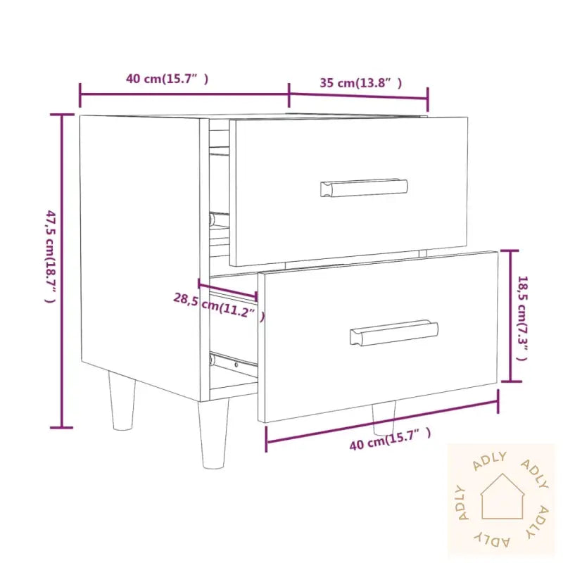 Nattbord Røkt Eik 40X35X47,5 Cm